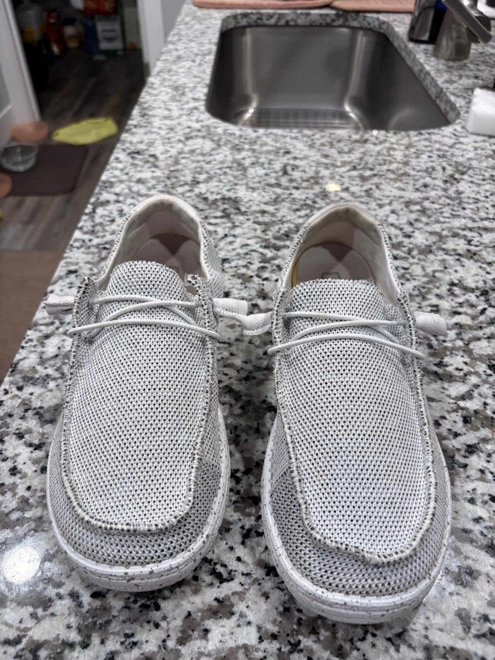 HEYDUDE Wendy Sox Stone White Women's Size 10 Lightweight Mesh Slip-On Shoes
